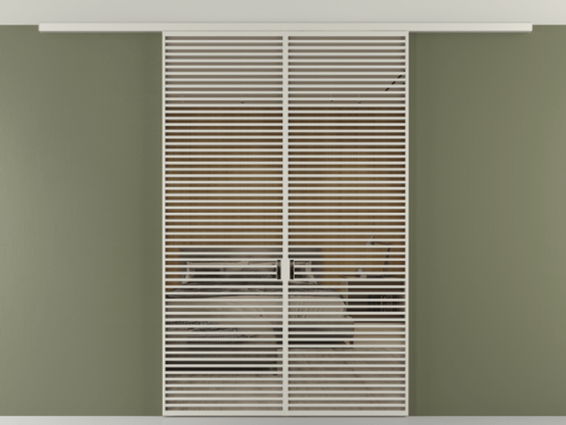 Перегородка Формато вдоль стены на потолок 2 створки АЛПР 040.07 Алюминий тёплый серый Рефлективное бронзовое стекло "Стопсол", калёное Цена 380156 ₽ | Volhovec