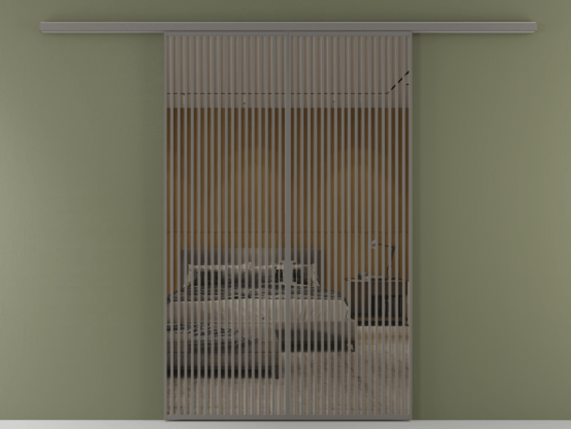 Перегородка Формато вдоль стены 2 створки АЛПР 040.06 Алюминий классический серый Рефлективное бронзовое стекло "Стопсол", калёное Цена 445000 ₽ | Volhovec