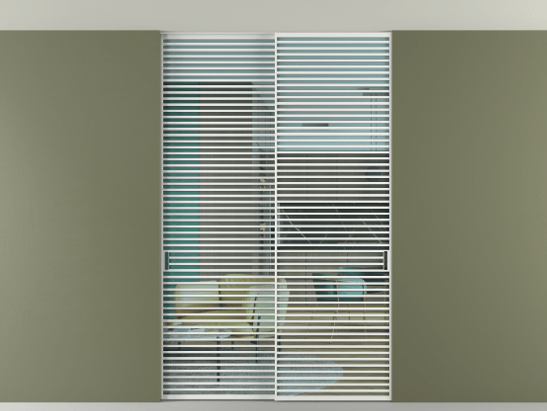 Перегородка Formato внутри проёма скрытое крепление в потолок 2 створки АЛПР 040.07 Алюминий белоснежный Прозрачное голубое стекло, триплекс Цена 409915 ₽ | Volhovec