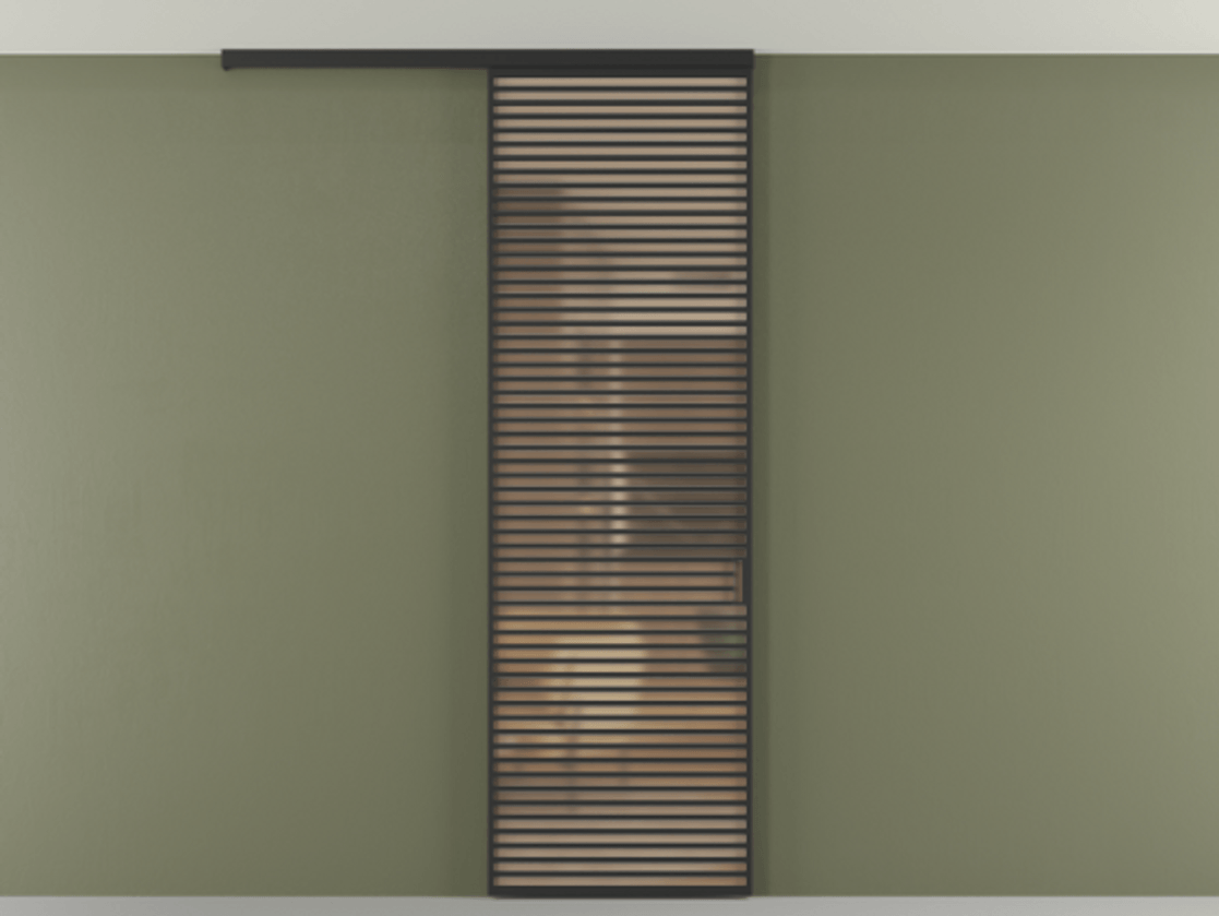 Перегородка Формато вдоль стены на потолок 1 створка АЛПР 040.07 Алюминий Черный Сатинированное оранжевое стекло, триплекс Цена 170160 ₽ | Volhovec