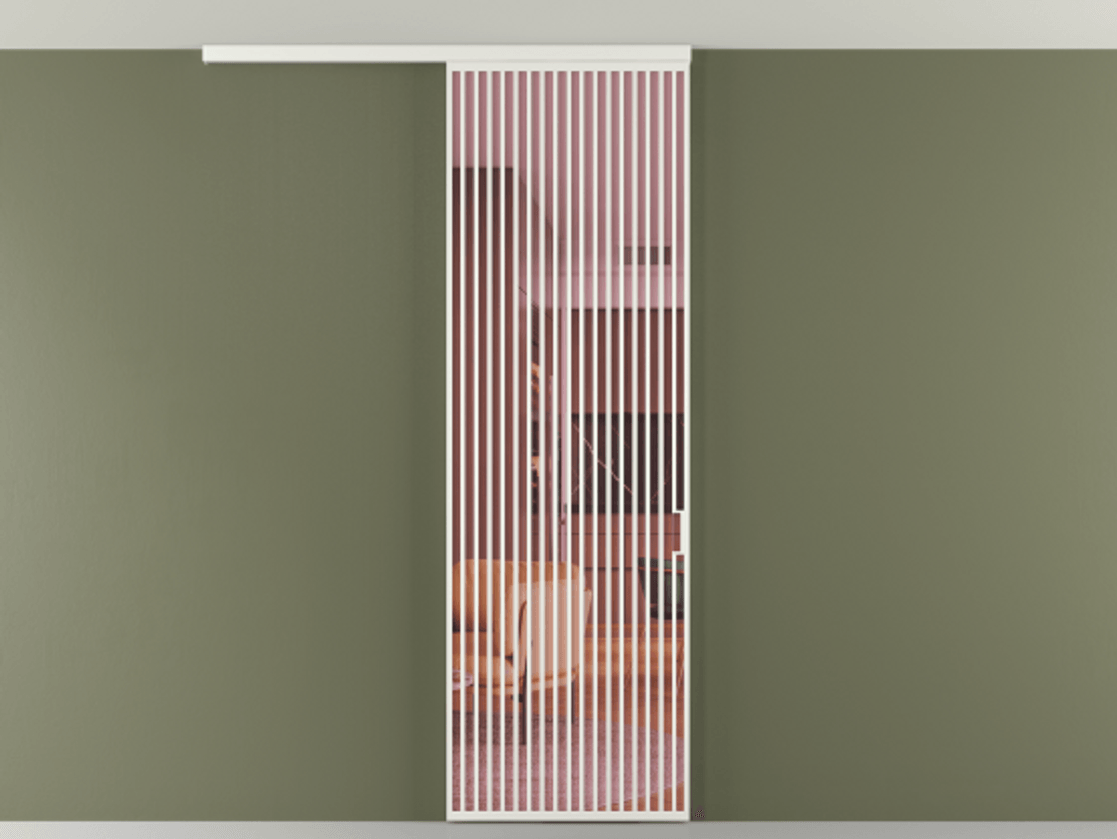 Перегородка Формато вдоль стены на потолок 1 створка АЛПР 040.06 Алюминий светло-серый Прозрачное розовое стекло, триплекс Цена 9300 AZE | Volhovec