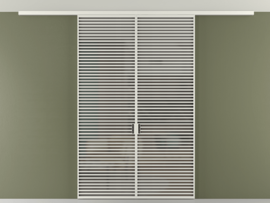 Перегородка Формато вдоль стены на потолок 2 створки АЛПР 040.07 Алюминий серый Сатинированное серое стекло, триплекс Цена 367356 ₽ | Volhovec