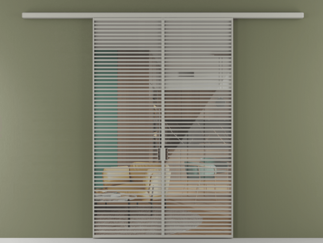 Перегородка Формато вдоль стены 2 створки АЛПР 040.07 Алюминий нейтральный серый Рефлективное прозрачное стекло "Стопсол", калёное Цена 445000 ₽ | Volhovec