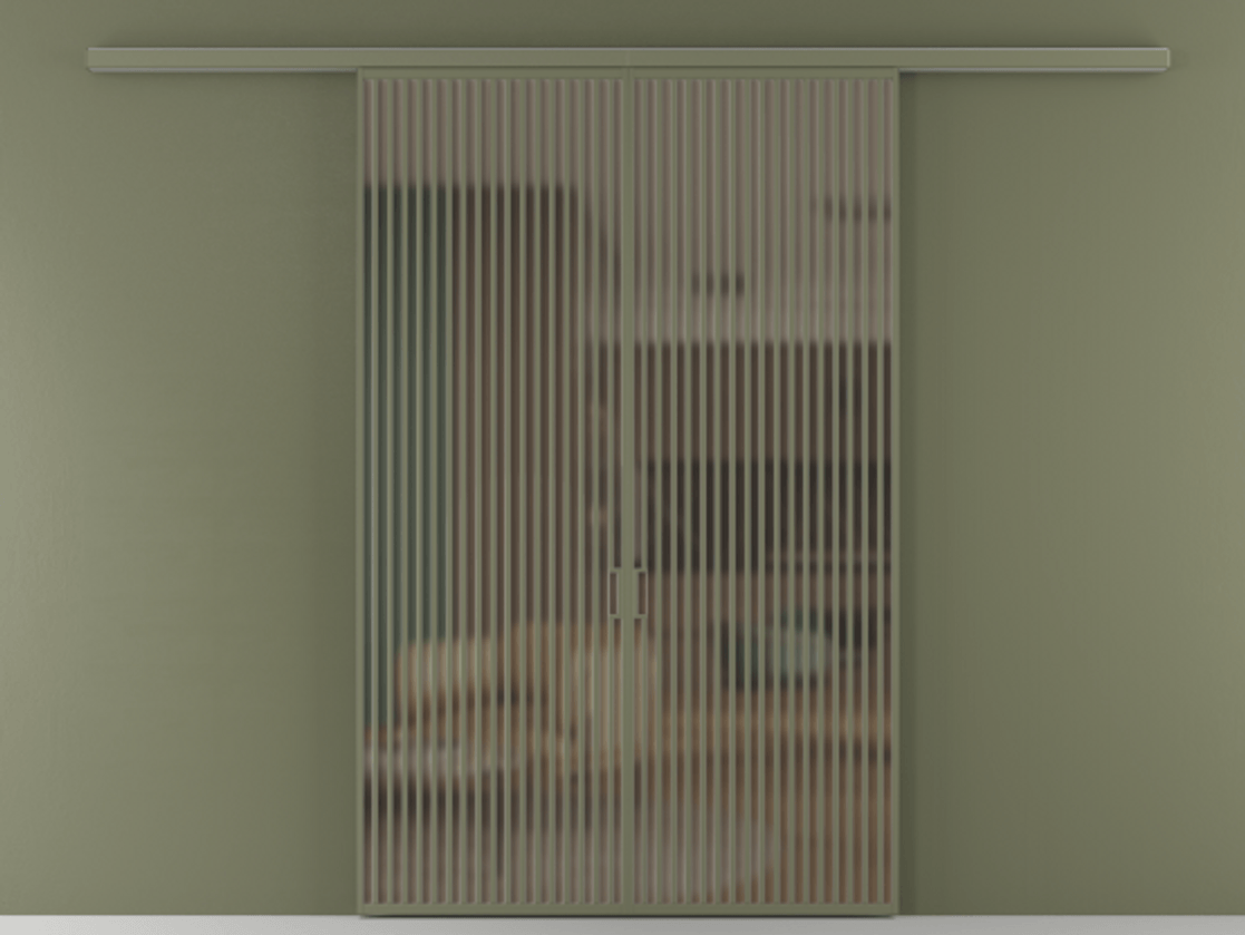 Перегородка Формато вдоль стены 2 створки АЛПР 040.06 Алюминий оливковый тёмный Сатинированное бронзовое стекло, триплекс Цена 342450 ₽ | Volhovec