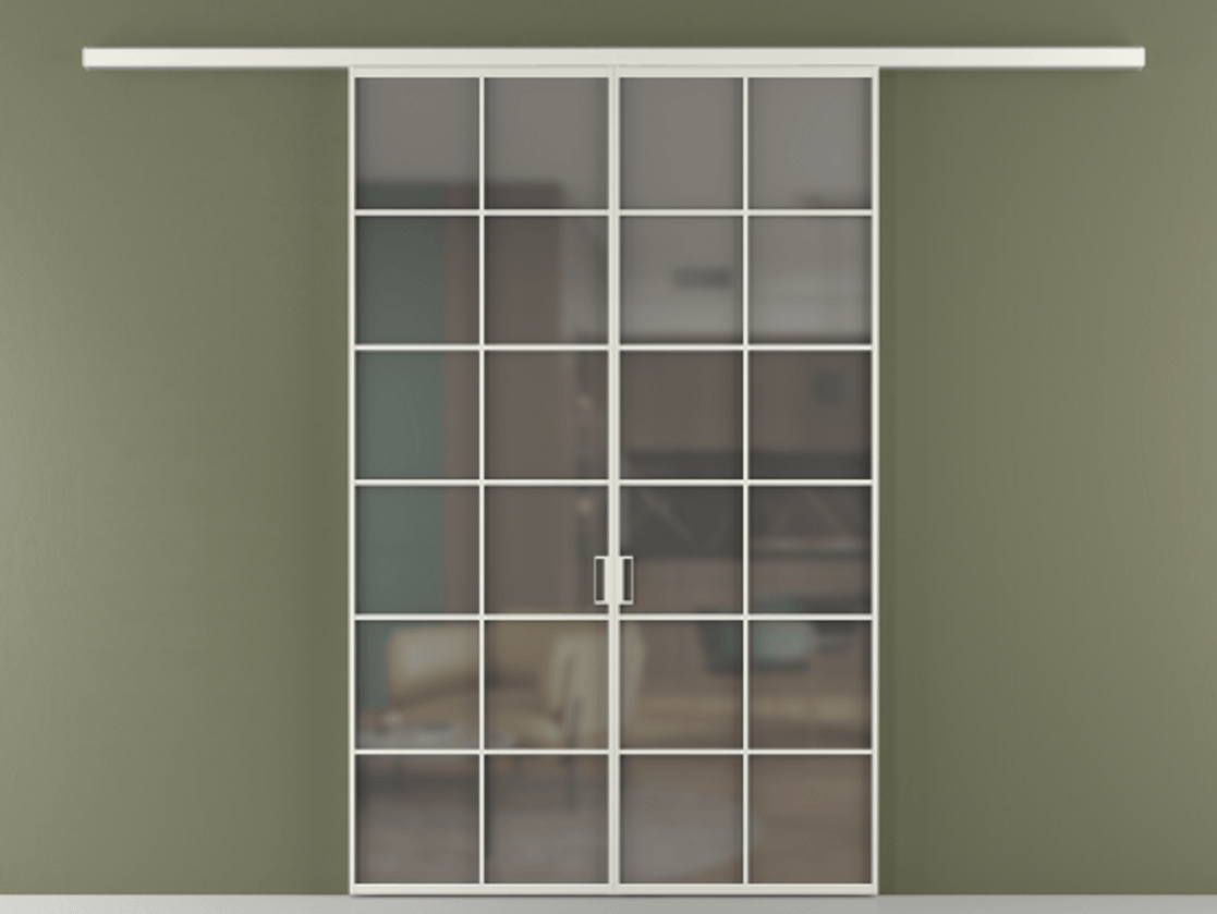 Перегородка Формато вдоль стены 2 створки АЛПР 040.05 Алюминий серый Сатинированное серое стекло, триплекс Цена 207150 ₽ | Volhovec