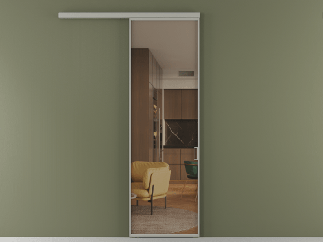 Перегородка Formato вдоль стены 1 створка АЛПР 040.01 Алюминий нейтральный серый Прозрачное бронзовое стекло, триплекс Цена 148160 сом  | Volhovec