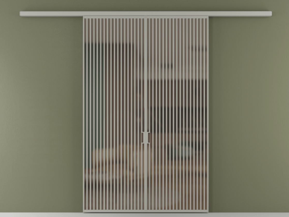 Перегородка Formato вдоль стены 2 створки АЛПР 040.06 Алюминий нейтральный серый Сатинированное бронзовое стекло, триплекс Цена 429000 ₽ | Volhovec