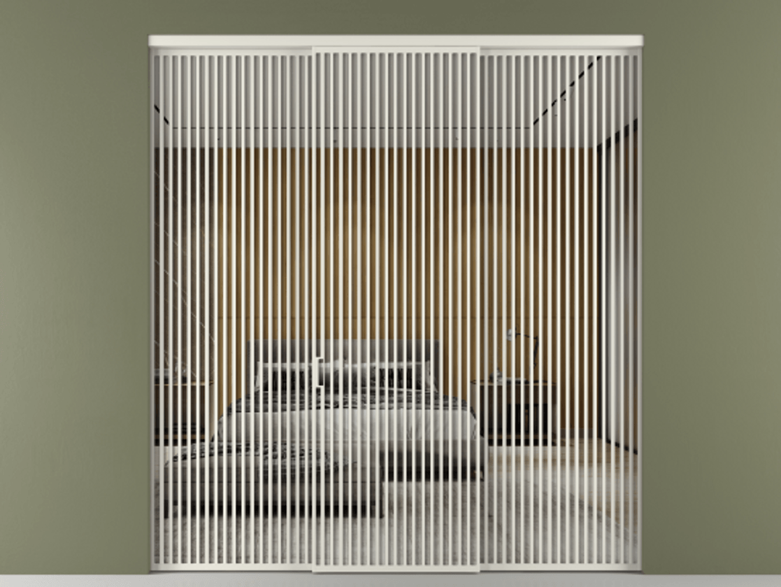 Перегородка Формато внутри проёма 3 створки АЛПР 040.06 Алюминий Белый Двустороннее зеркало, триплекс , триплекс 6 мм Цена 437900 ₽ | Volhovec