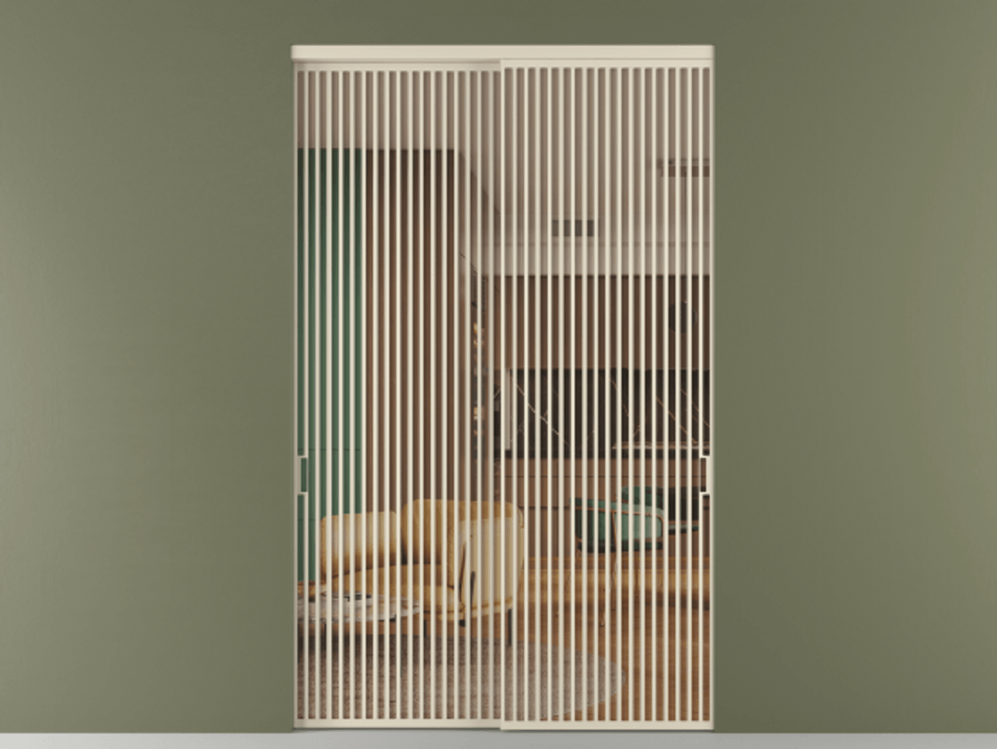 Перегородка Formato внутри проёма 2 створки АЛПР 040.06 Алюминий бежево-серый Прозрачное оранжевое стекло, триплекс Цена 658300 ₽  | Volhovec