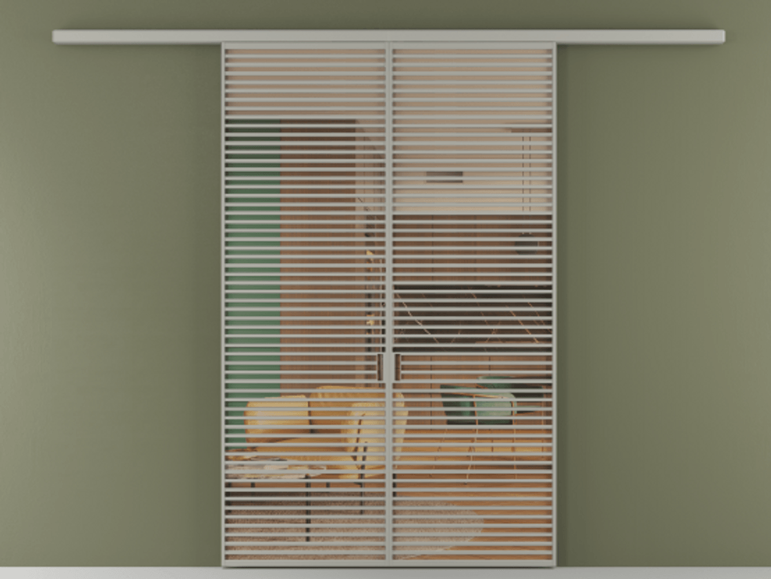 Перегородка Formato вдоль стены 2 створки АЛПР 040.07 Алюминий нейтральный серый Прозрачное оранжевое стекло, триплекс Цена 342450 ₽ | Volhovec