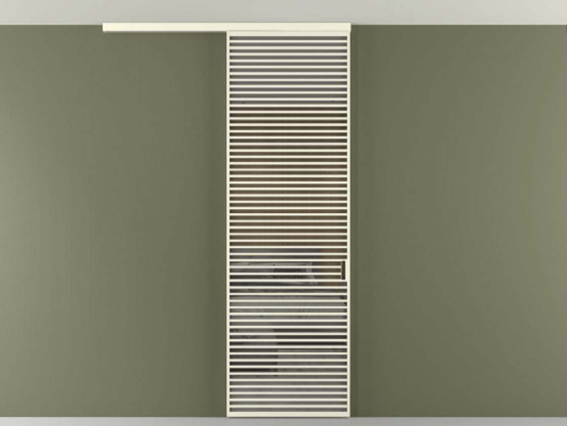 Перегородка Формато вдоль стены на потолок 1 створка АЛПР 040.07 Алюминий молочно-белый Рефлективное серое стекло "Стопсол", калёное Цена 193628 ₽ | Volhovec