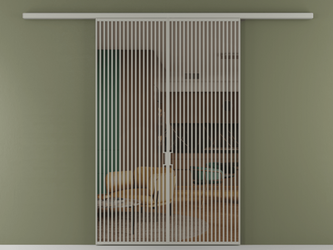 Перегородка Formato вдоль стены 2 створки АЛПР 040.06 Алюминий нейтральный серый Прозрачное бронзовое стекло, триплекс Цена 429000 ₽ | Volhovec