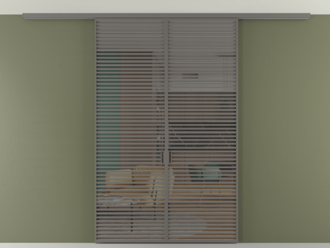 Перегородка Формато вдоль стены на потолок 2 створки АЛПР 040.07 Алюминий классический серый Прозрачное серое стекло, триплекс Цена 367356 ₽ | Volhovec