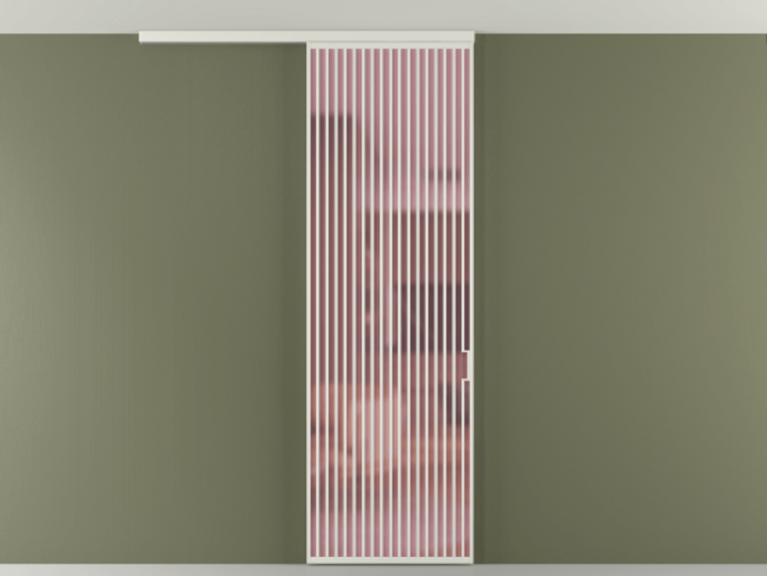 Перегородка Формато вдоль стены на потолок 1 створка АЛПР 040.06 Алюминий серый Сатинированное розовое стекло, триплекс Цена 177708 ₽ | Volhovec