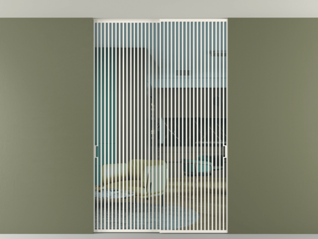 Перегородка Formato внутри проёма скрытое крепление в потолок 2 створки АЛПР 040.06 Алюминий пудровый белый Прозрачное голубое стекло, триплекс Цена 505120 ₽ | Volhovec