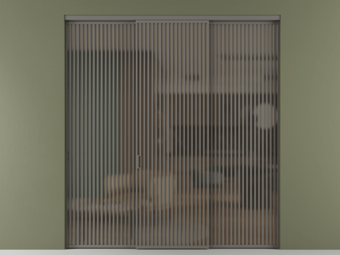 Перегородка Формато внутри проёма 3 створки АЛПР 040.06 Алюминий классический серый Сатинированное бронзовое стекло, триплекс Цена 457775 ₽ | Volhovec