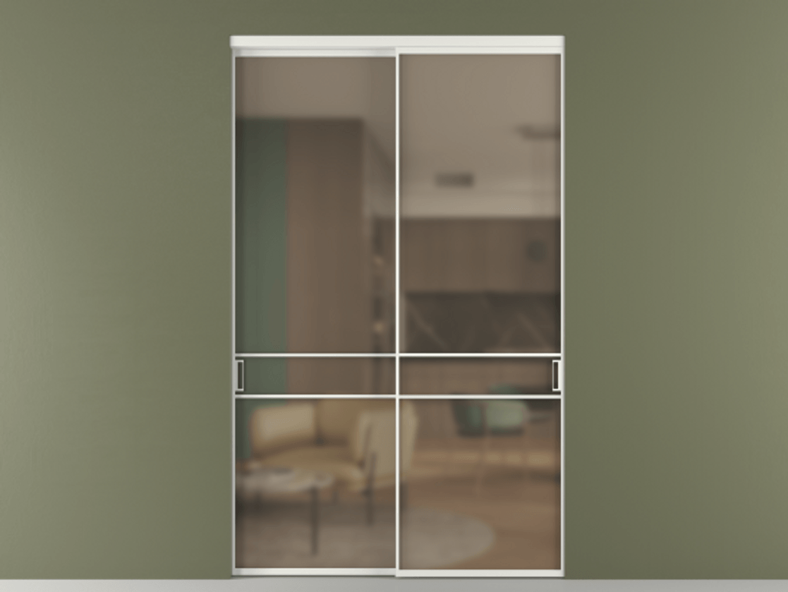 Перегородка Formato внутри проёма 2 створки АЛПР 040.02 Алюминий светло-серый Сатинированное бронзовое стекло, триплекс Цена 462300 ₽  | Volhovec