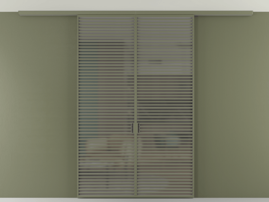 Перегородка Формато вдоль стены на потолок 2 створки АЛПР 040.07 Алюминий оливковый тёмный Сатинированное серое стекло, триплекс Цена 367356 ₽ | Volhovec