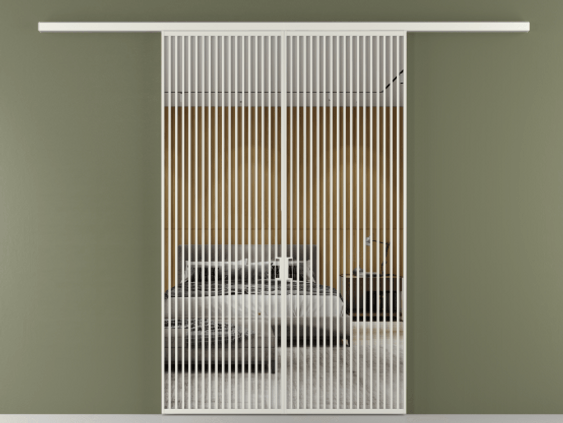 Перегородка Формато вдоль стены 2 створки АЛПР 040.06 Алюминий серый Двустороннее зеркало, триплекс , триплекс 6 мм Цена 342450 ₽ | Volhovec