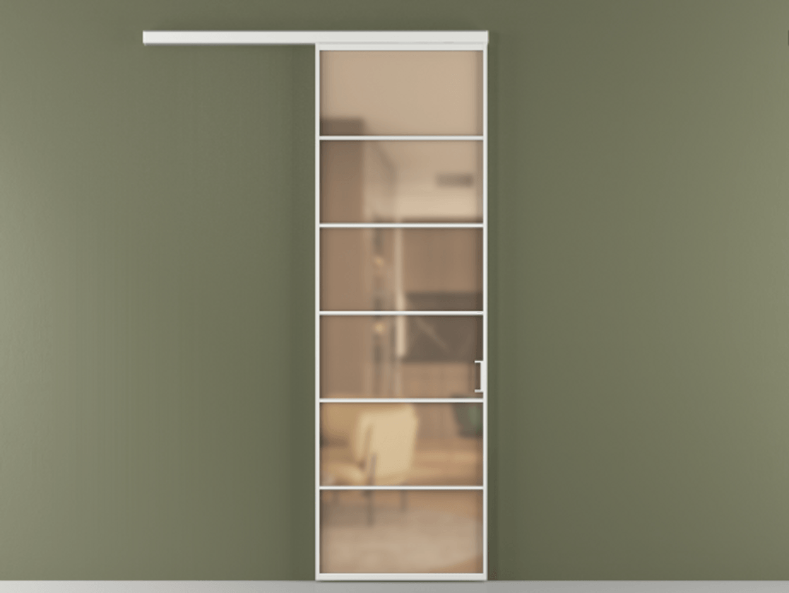 Перегородка Formato вдоль стены 1 створка АЛПР 040.04 Алюминий белоснежный Сатинированное оранжевое стекло, триплекс Цена 112320 ₽  | Volhovec