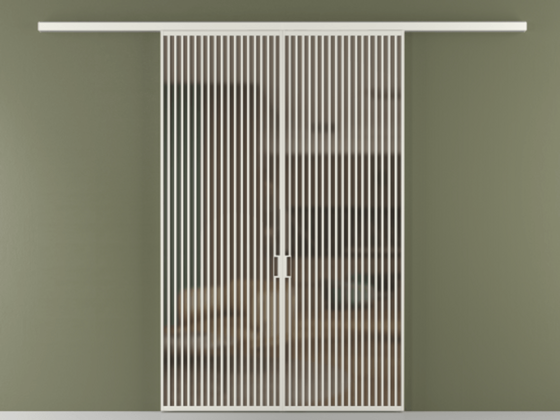 Перегородка Formato вдоль стены 2 створки АЛПР 040.06 Алюминий серый Сатинированное бронзовое стекло, триплекс Цена 429000 ₽ | Volhovec