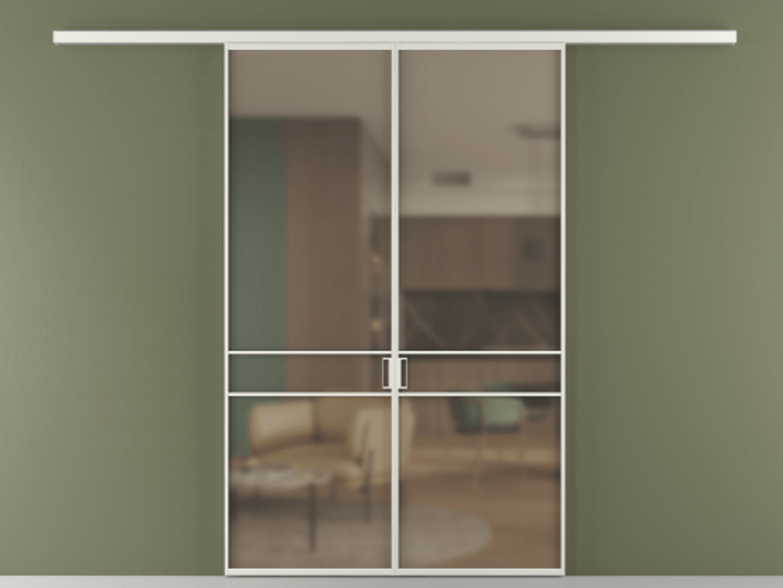 Перегородка Formato вдоль стены 2 створки АЛПР 040.02 Алюминий серый Сатинированное бронзовое стекло, триплекс Цена 233000 ₽ | Volhovec