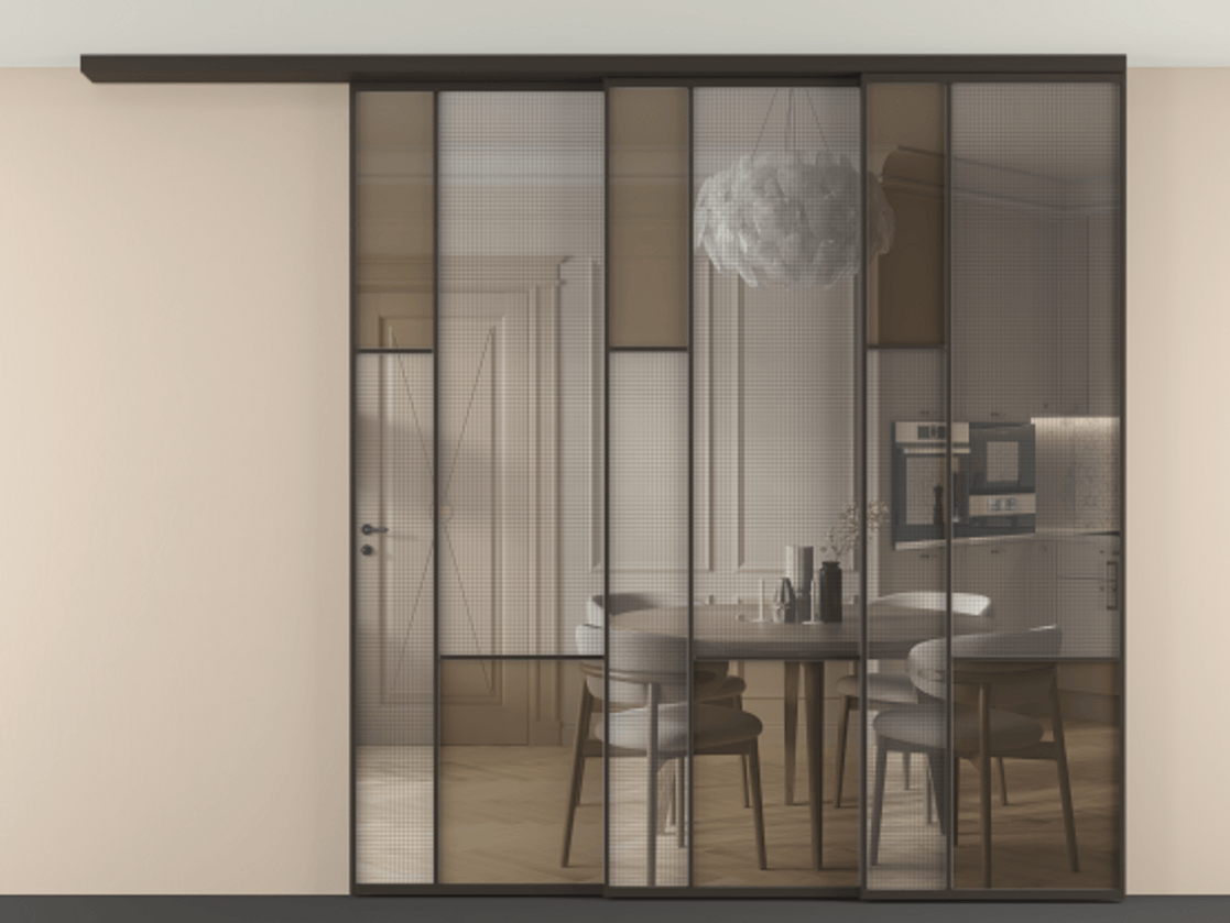 Перегородка Mosaic вдоль стены телескопик синхро-3 #VENDORCODE# #FURNISH# #GLASS# Цена #PRICE# #CURRENCY# | Volhovec
