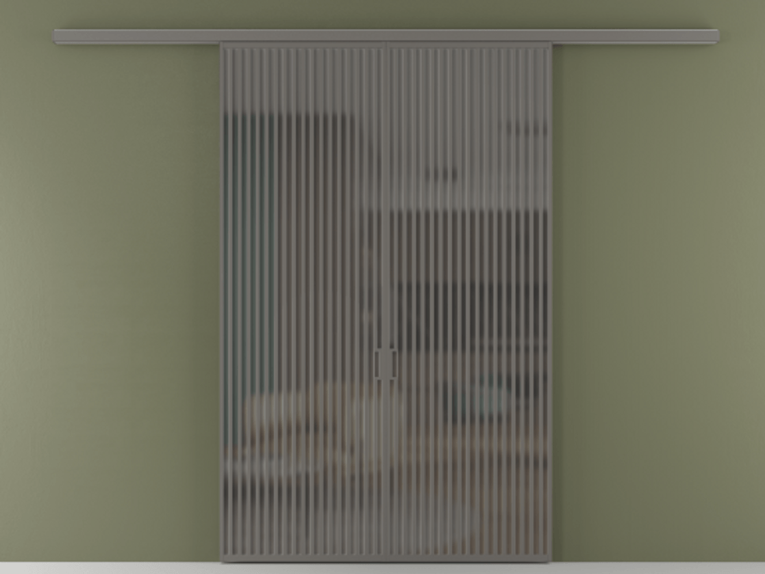 Перегородка Formato вдоль стены 2 створки АЛПР 040.06 Алюминий классический серый Сатинированное серое стекло, триплекс Цена 429000 ₽ | Volhovec