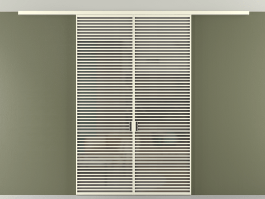 Перегородка Формато вдоль стены на потолок 2 створки АЛПР 040.07 Алюминий молочно-белый Сатинированное серое стекло, триплекс Цена 367356 ₽ | Volhovec