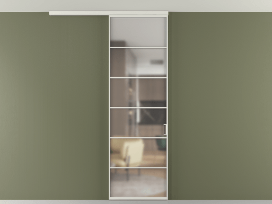 Перегородка Формато вдоль стены на потолок 1 створка АЛПР 040.04 Алюминий серый Сатинированное стекло "Мателюкс Кристал Вижн", калёное, матовое, каленое 6 мм Цена 114252 ₽ | Volhovec