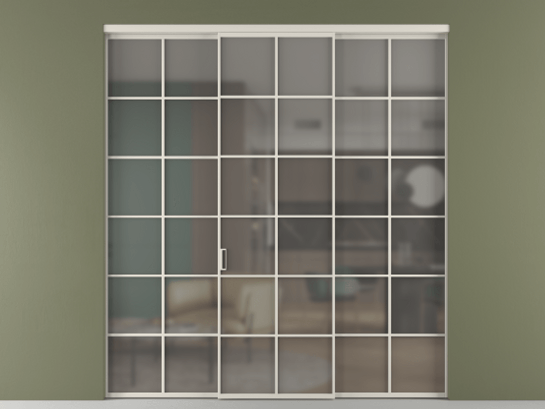 Перегородка Формато внутри проёма 3 створки АЛПР 040.05 Алюминий облачно-серый Сатинированное серое стекло, триплекс Цена 51729480 so'm | Volhovec