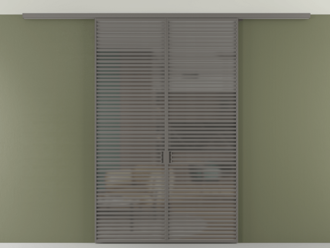 Перегородка Формато вдоль стены на потолок 2 створки АЛПР 040.07 Алюминий классический серый Сатинированное серое стекло, триплекс Цена 367356 ₽ | Volhovec