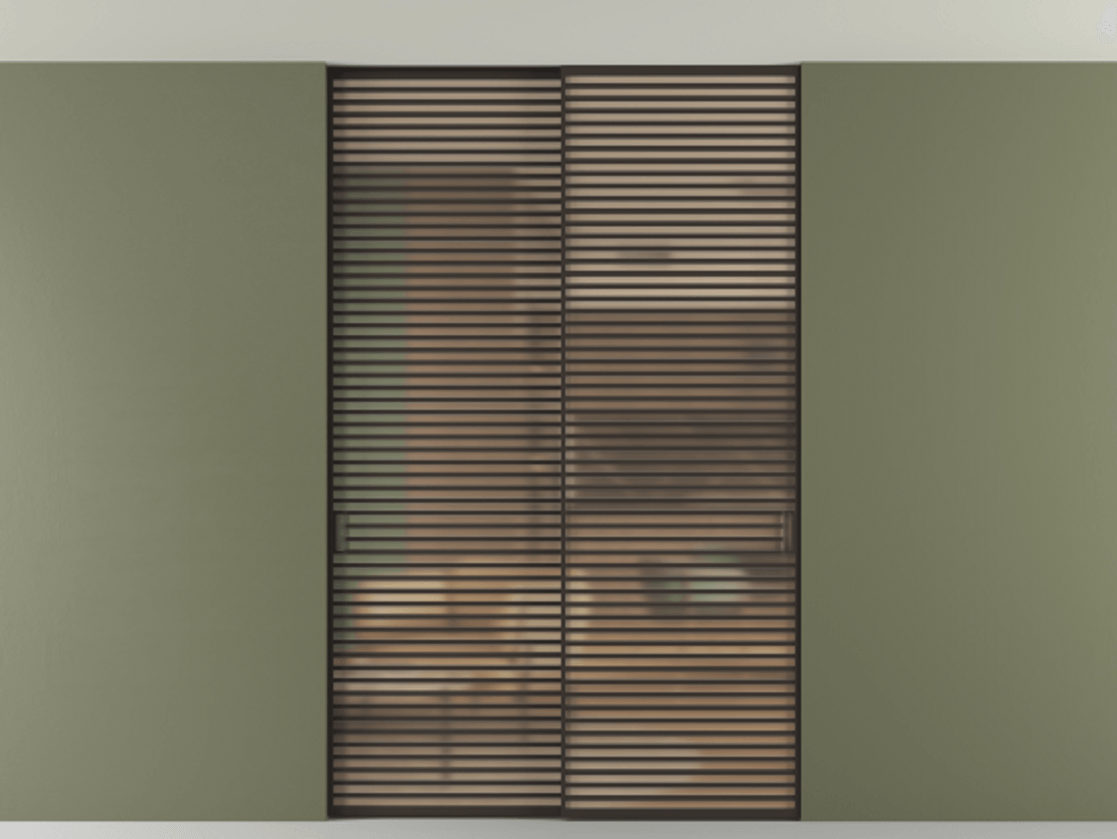 Перегородка Formato внутри проёма скрытое крепление в потолок 2 створки АЛПР 040.07 Алюминий антрацит Сатинированное оранжевое стекло, триплекс Цена 409915 ₽ | Volhovec