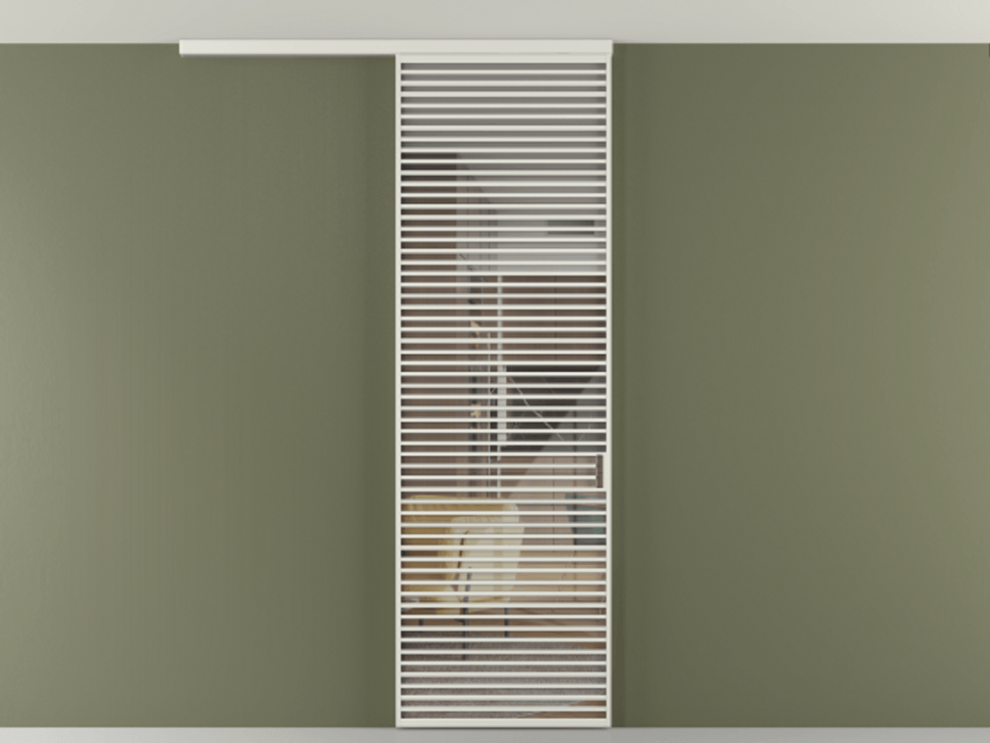 Перегородка Формато вдоль стены на потолок 1 створка АЛПР 040.07 Алюминий серый Рефлективное прозрачное стекло "Стопсол", калёное Цена 193628 ₽ | Volhovec