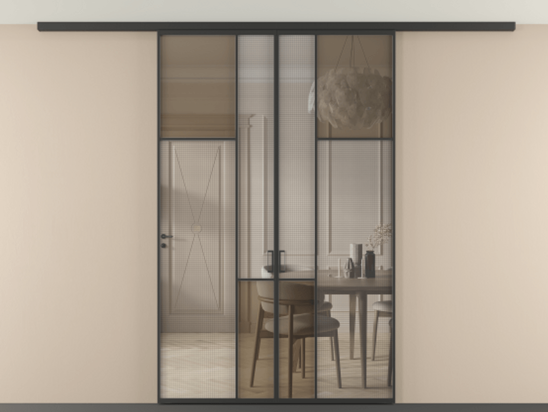 Перегородка Mosaic вдоль стены на потолок двустворчатая #VENDORCODE# #FURNISH# #GLASS# Цена #PRICE# #CURRENCY# | Volhovec