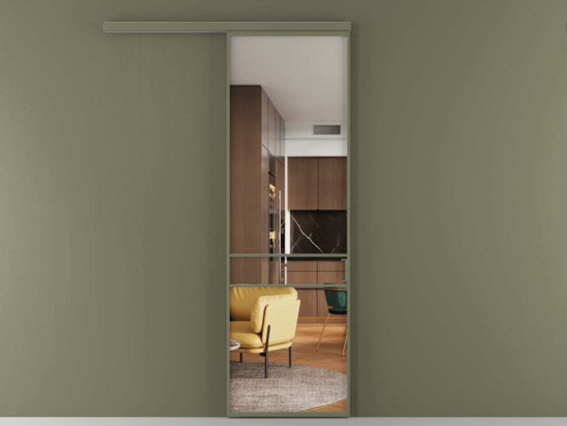 Перегородка Formato вдоль стены 1 створка АЛПР 040.02 Алюминий оливковый тёмный Прозрачное стекло "Crystal Vision", калёное Цена 129100 ₽  | Volhovec