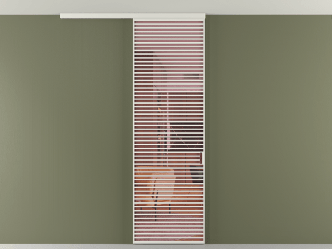 Перегородка Formato вдоль стены на потолок 1 створка АЛПР 040.07 Алюминий серый Прозрачное розовое стекло, триплекс Цена 225310 ₽ | Volhovec