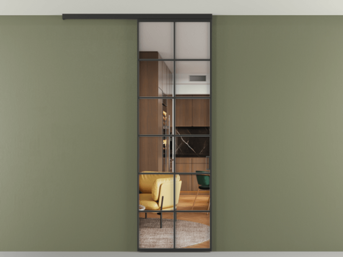 Перегородка Formato вдоль стены на потолок одностворчатая #VENDORCODE# #FURNISH# #GLASS# Цена #PRICE# #CURRENCY# | Volhovec