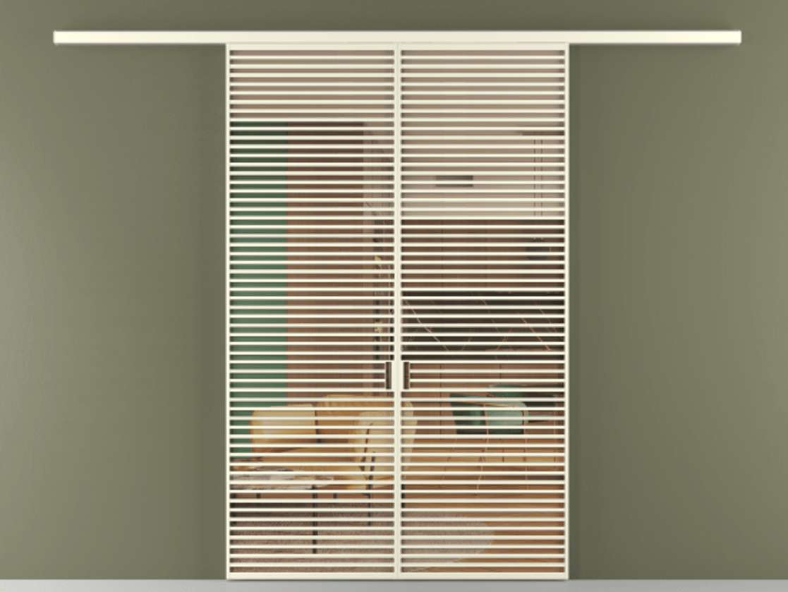 Перегородка Formato вдоль стены 2 створки АЛПР 040.07 Алюминий молочно-белый Прозрачное оранжевое стекло, триплекс Цена 342450 ₽ | Volhovec