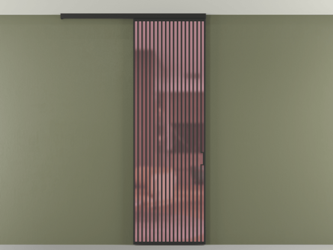 Перегородка Формато вдоль стены на потолок 1 створка АЛПР 040.06 Алюминий Черный Сатинированное розовое стекло, триплекс Цена 170160 ₽ | Volhovec