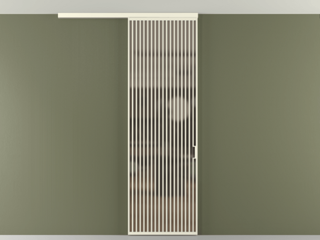 Перегородка Формато вдоль стены на потолок 1 створка АЛПР 040.06 Алюминий молочно-белый Сатинированное бронзовое стекло, триплекс Цена 177708 ₽ | Volhovec