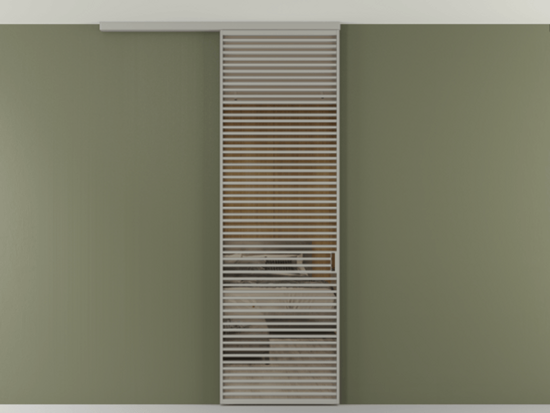 Перегородка Формато вдоль стены на потолок 1 створка АЛПР 040.07 Алюминий нейтральный серый Рефлективное бронзовое стекло "Стопсол", калёное Цена 193628 ₽ | Volhovec