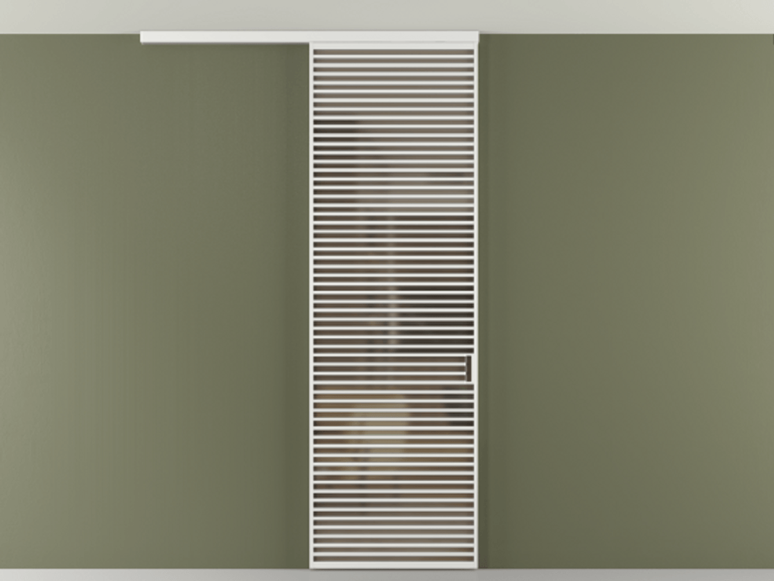 Перегородка Формато вдоль стены на потолок 1 створка АЛПР 040.07 Алюминий белоснежный Сатинированное бронзовое стекло, триплекс Цена 187228 ₽ | Volhovec