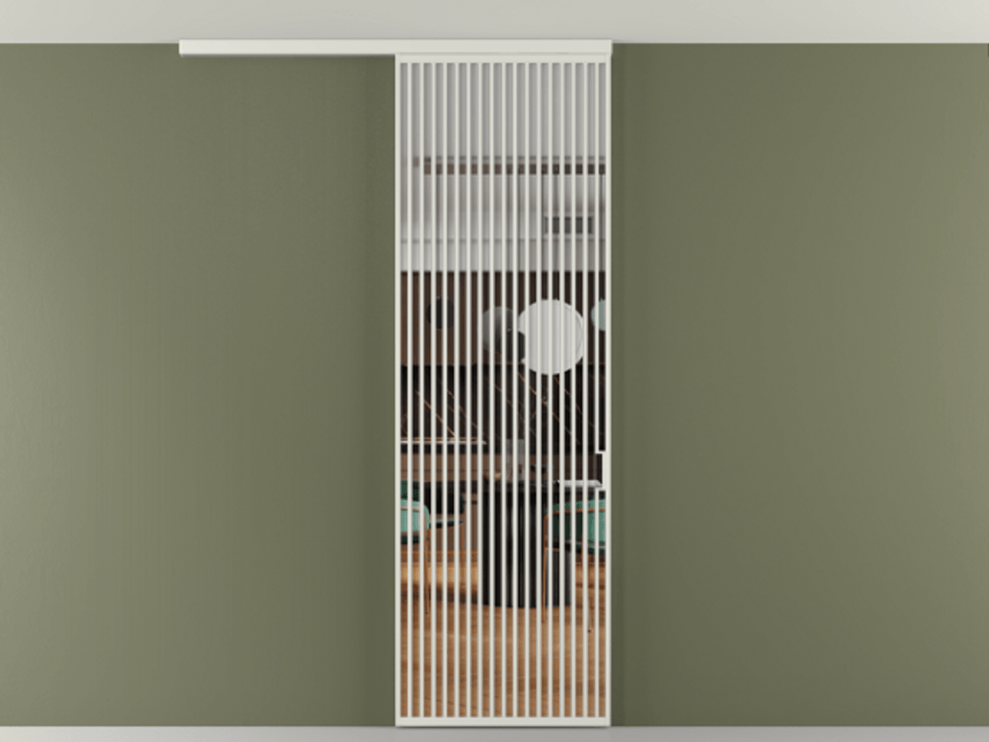 Перегородка Формато вдоль стены на потолок 1 створка АЛПР 040.06 Алюминий серый Прозрачное стекло "Кристал Вижн", калёное Цена 233310 ₽ | Volhovec