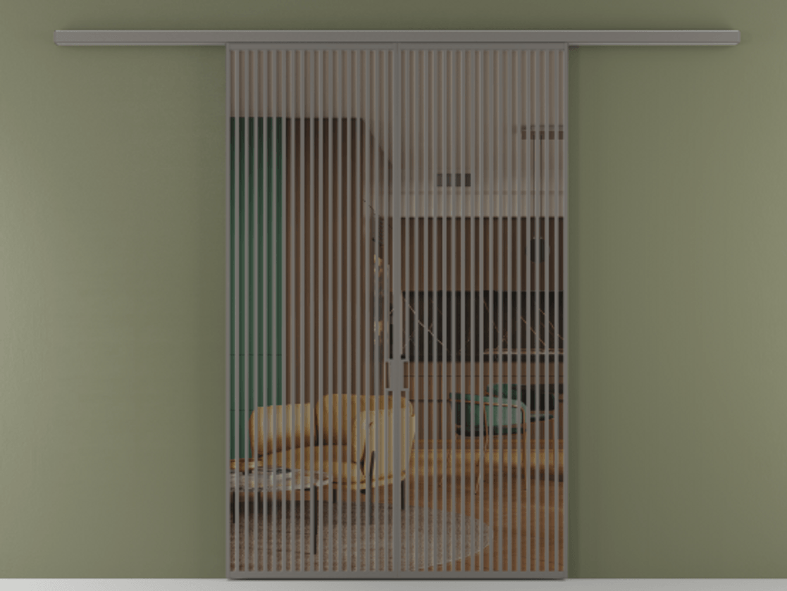 Перегородка Формато вдоль стены 2 створки АЛПР 040.06 Алюминий классический серый Прозрачное бронзовое стекло, триплекс Цена 342450 ₽ | Volhovec