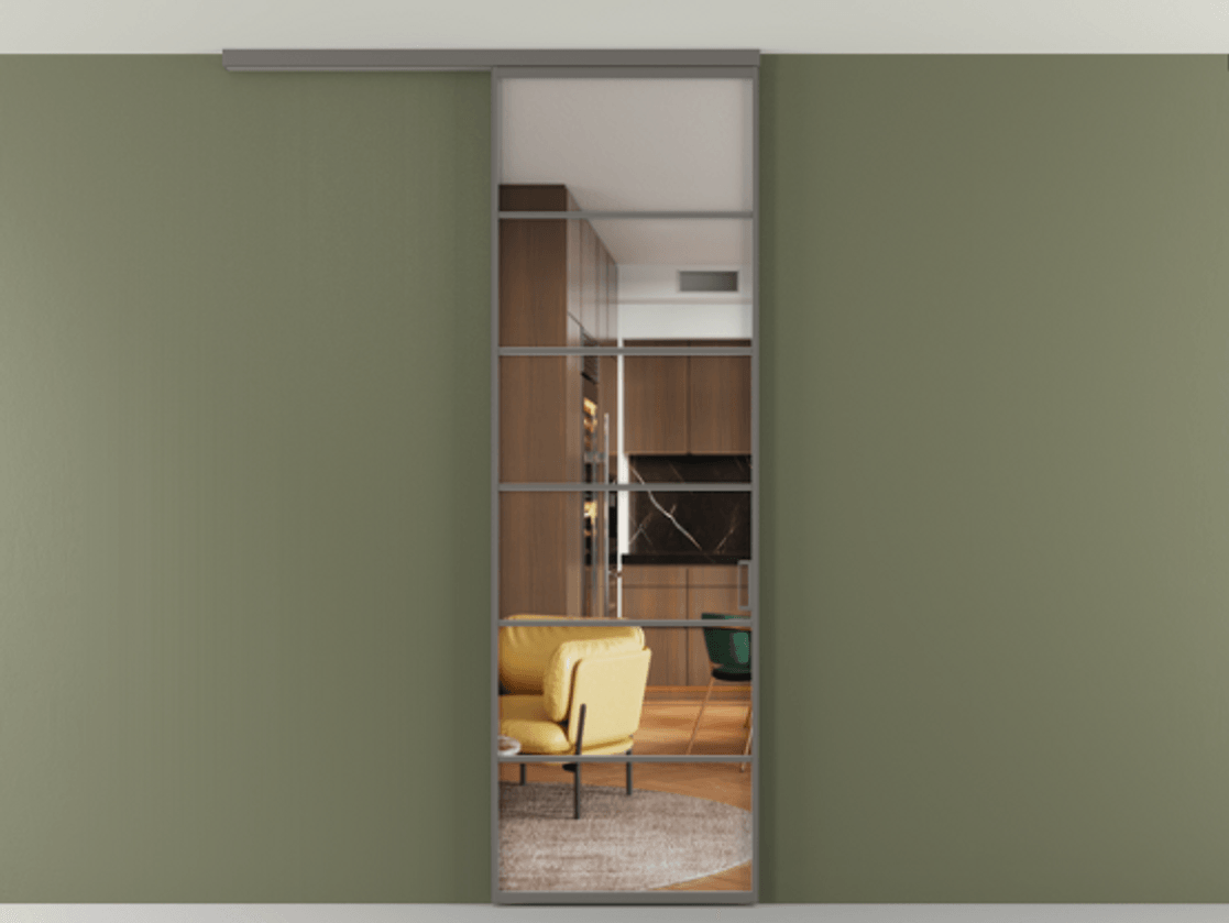 Перегородка Формато вдоль стены на потолок 1 створка АЛПР 040.04 Алюминий классический серый Прозрачное стекло "Кристал Вижн", калёное Цена 134090 ₽ | Volhovec