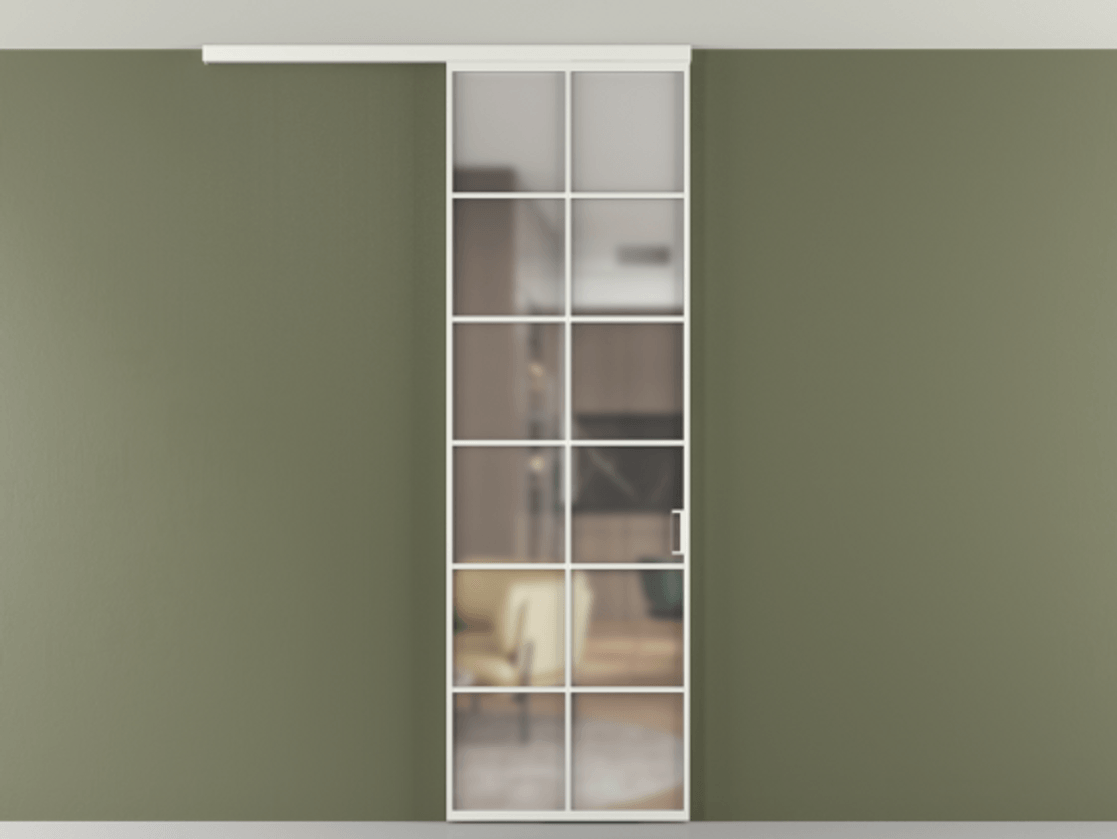 Перегородка Формато вдоль стены на потолок 1 створка АЛПР 040.05 Алюминий светло-серый Сатинированное стекло "Мателюкс Кристал Вижн", калёное, матовое, каленое 6 мм Цена 114252 ₽ | Volhovec