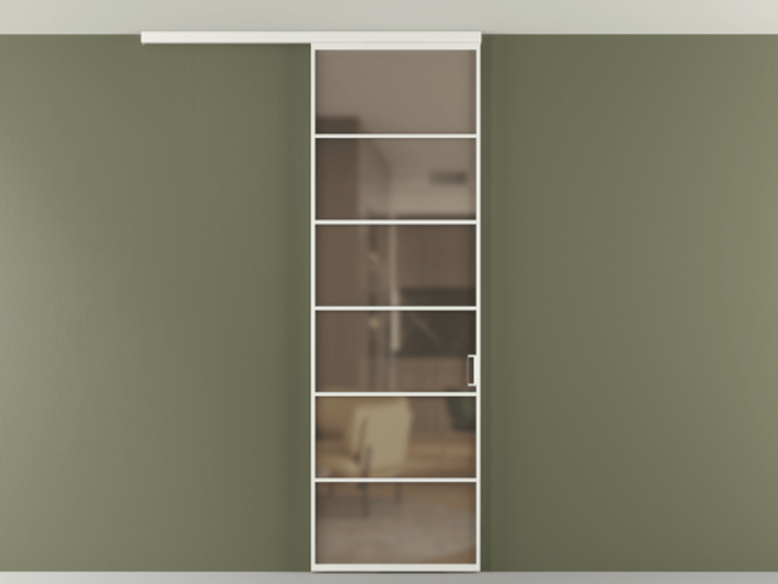 Перегородка Формато вдоль стены на потолок 1 створка АЛПР 040.04 Алюминий светло-серый Сатинированное бронзовое стекло, триплекс Цена 126090 ₽ | Volhovec