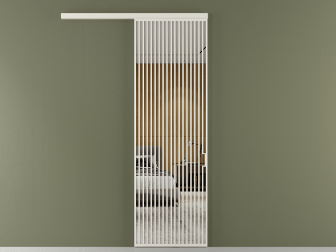 Перегородка Formato вдоль стены 1 створка АЛПР 040.06 Алюминий Белый Двустороннее зеркало, триплекс , триплекс 6 мм Цена 9200 AZE  | Volhovec