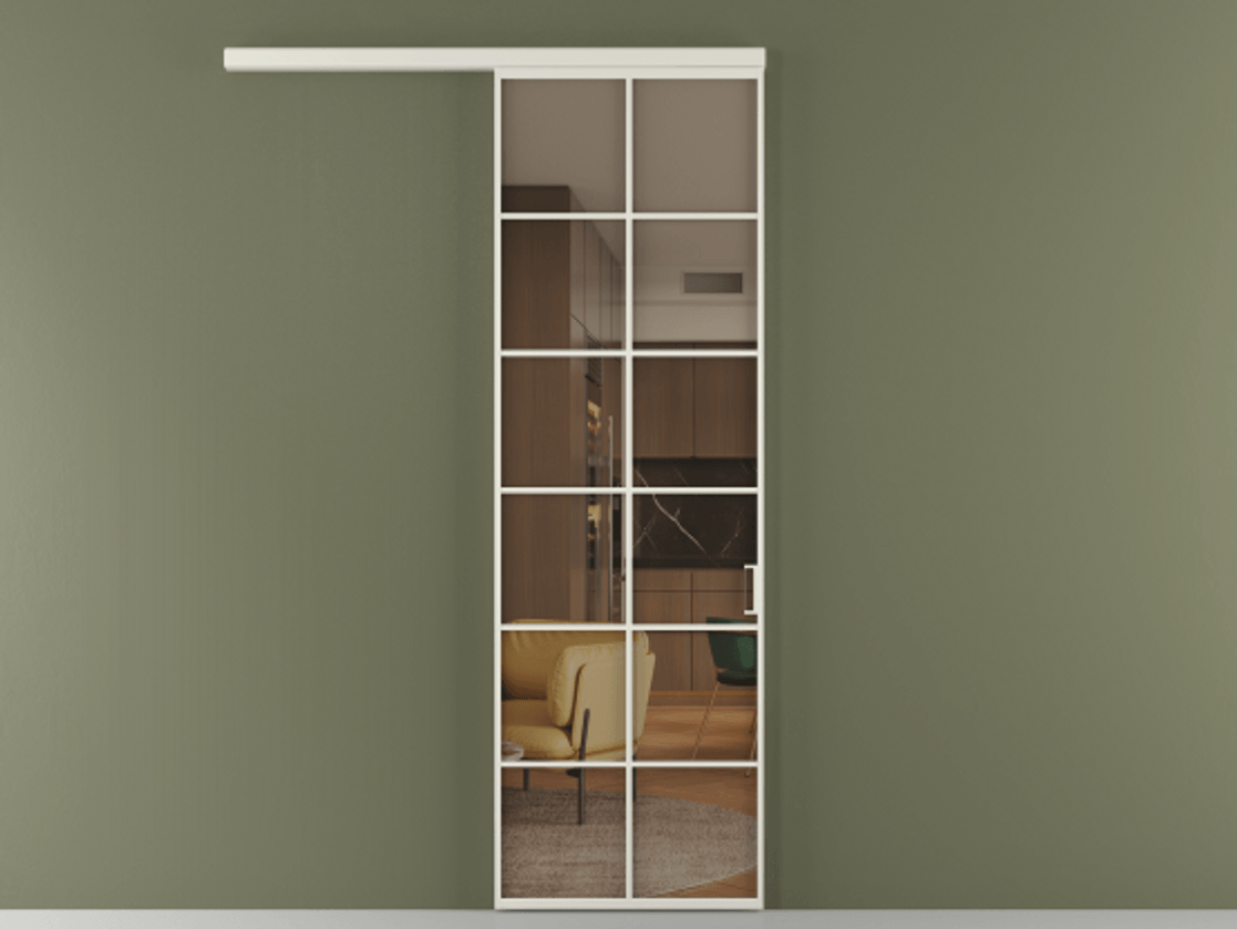 Перегородка Formato вдоль стены 1 створка АЛПР 040.05 Алюминий Белый Прозрачное бронзовое стекло, триплекс Цена 107820 ₽  | Volhovec